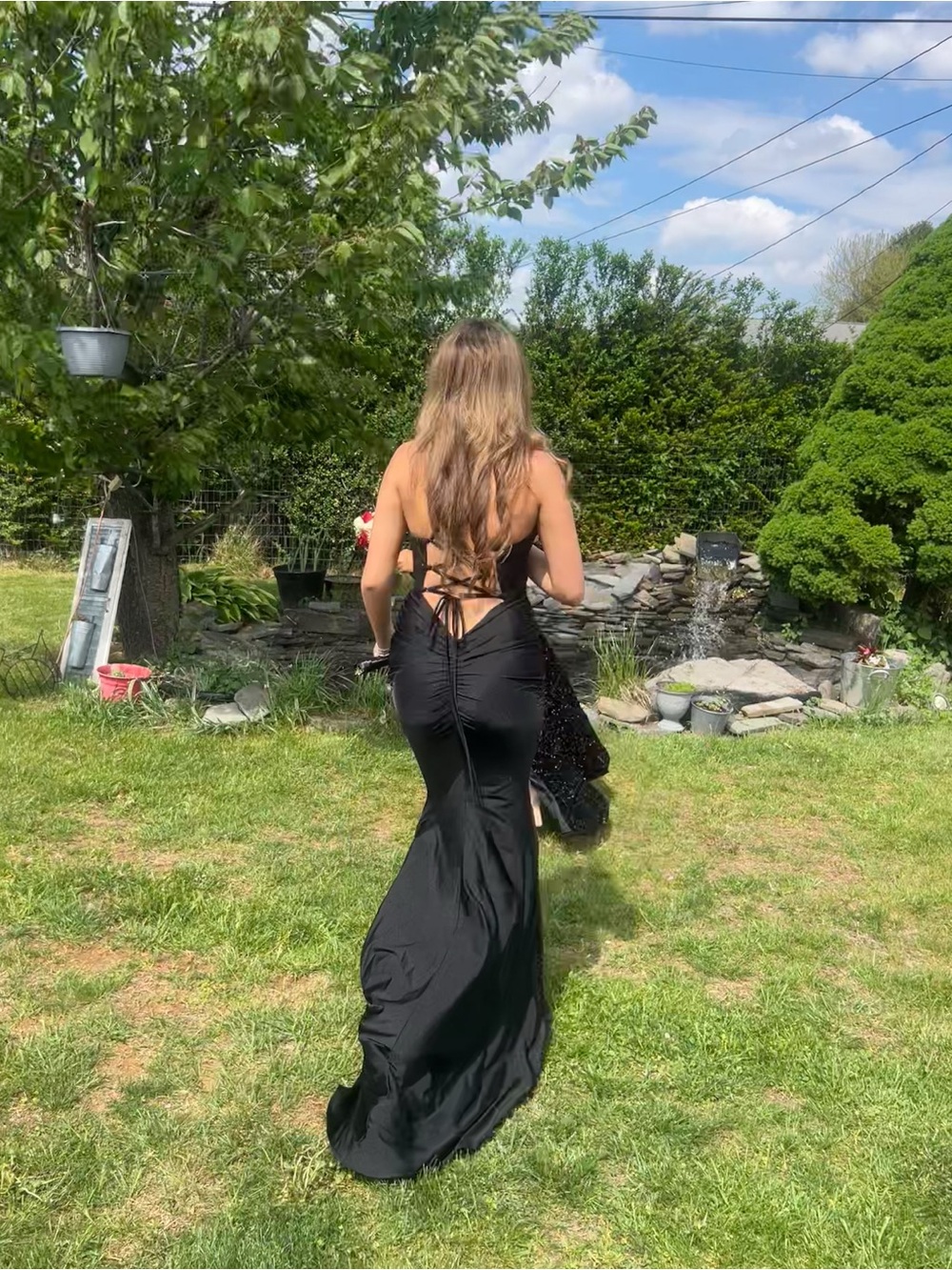 La Femme Black Lace Bodice Evening Gown - Picture 2 of 4